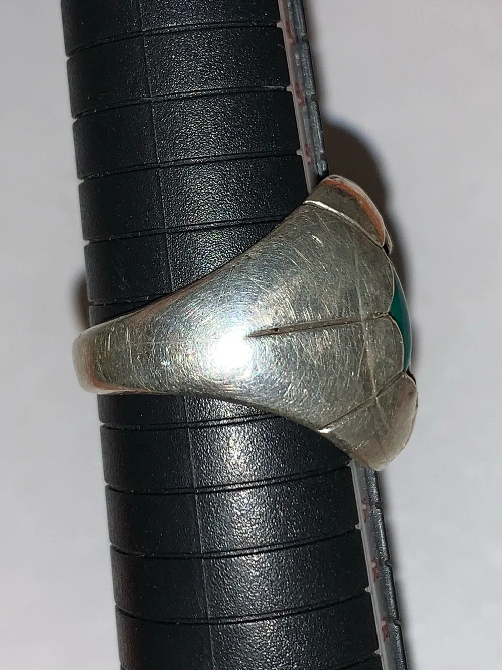 Vintage Sterling Navajo Turquoise Sterling Silver Shadowbox Ring Size 10 3/4 12g